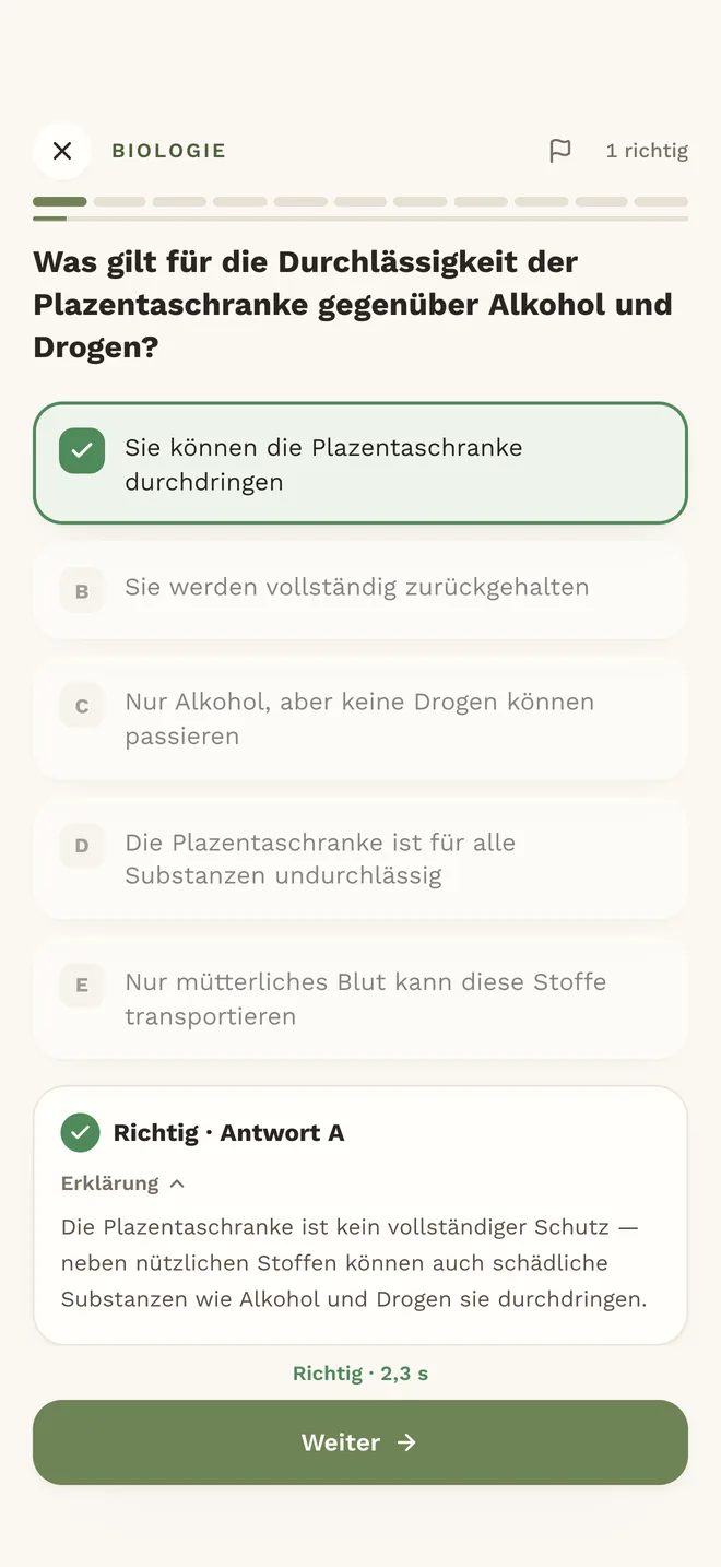 BMS-Frage aus der Biologie mit Erklärung in der App MedAT ONE