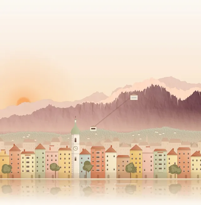 Illustration von Innsbruck mit Nordkette
